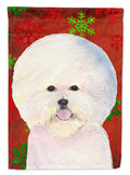 Bichon Frise Red and Green Snowflakes Holiday Christmas Garden Flag Mailbox Decorative Yard Banner Outside Patio Artwork for Flower Beds, Garden Size, Multicolor