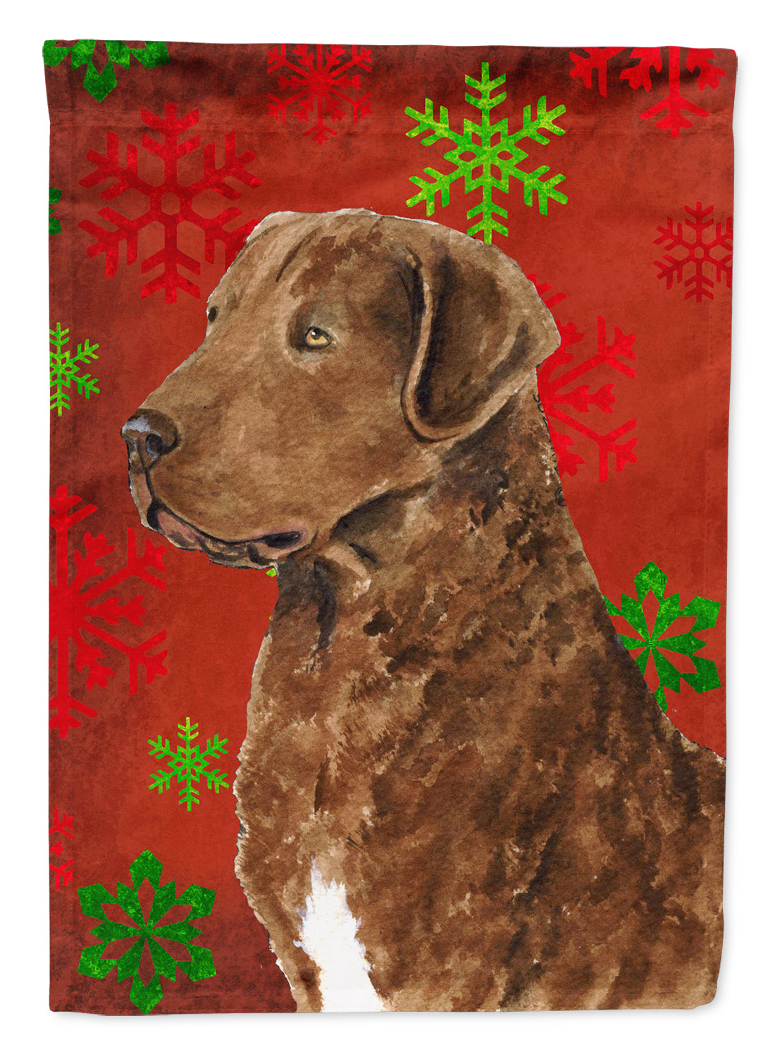 Chesapeake Bay Retriever Red Snowflakes Holiday Christmas Garden Flag Mailbox Decorative Yard Banner Outside Patio Artwork for Flower Beds, Garden Size, Multicolor