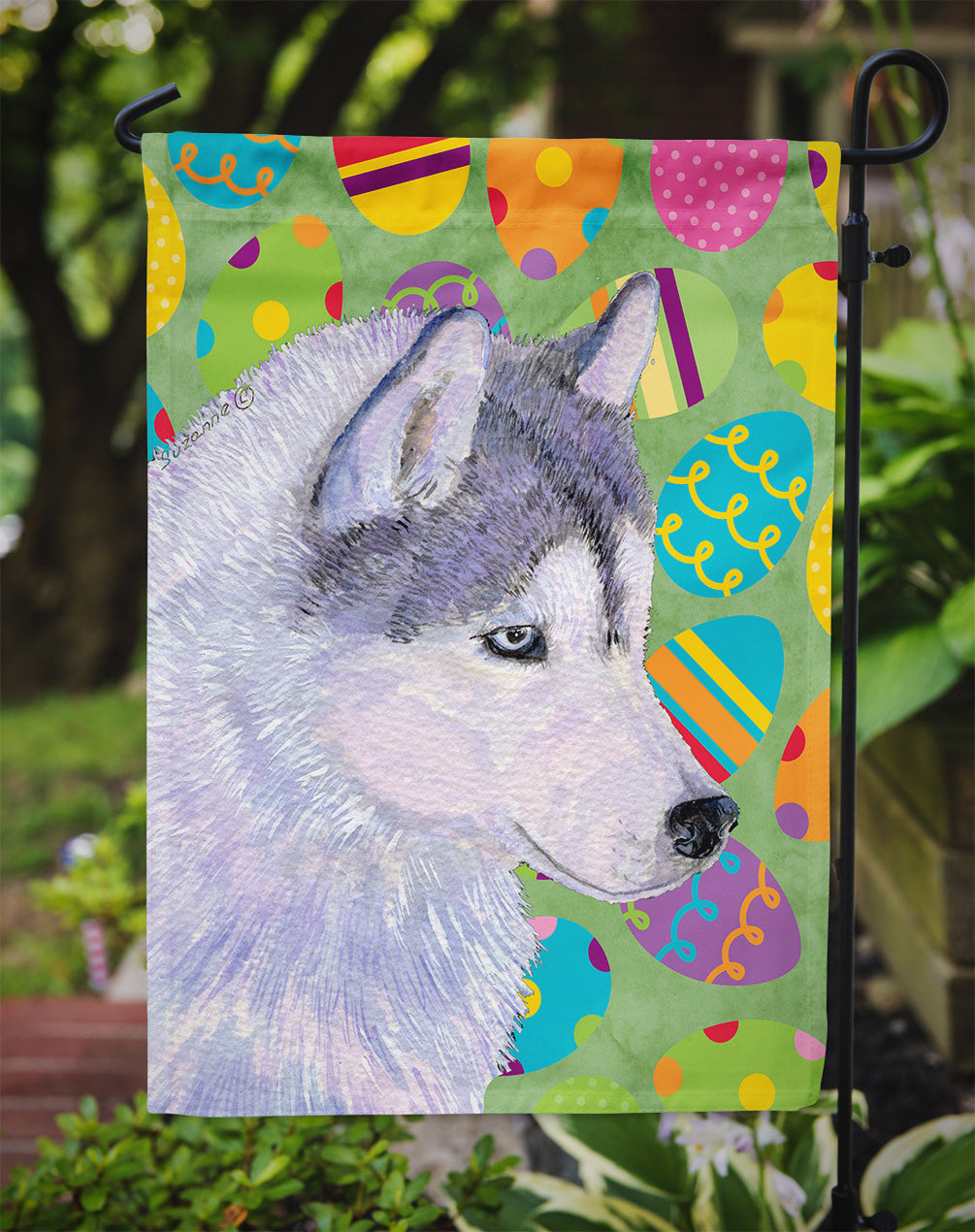 Siberian Husky Easter Eggtravaganza Garden Flag Mailbox Decorative Yard Banner Outside Patio Artwork for Flower Beds, Garden Size, Multicolor
