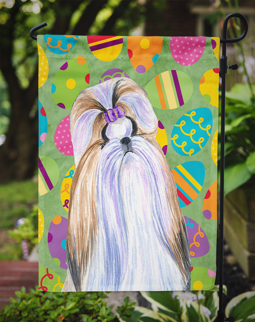 Shih Tzu Easter Eggtravaganza Garden Flag Mailbox Decorative Yard Banner Outside Patio Artwork for Flower Beds, Garden Size, Multicolor