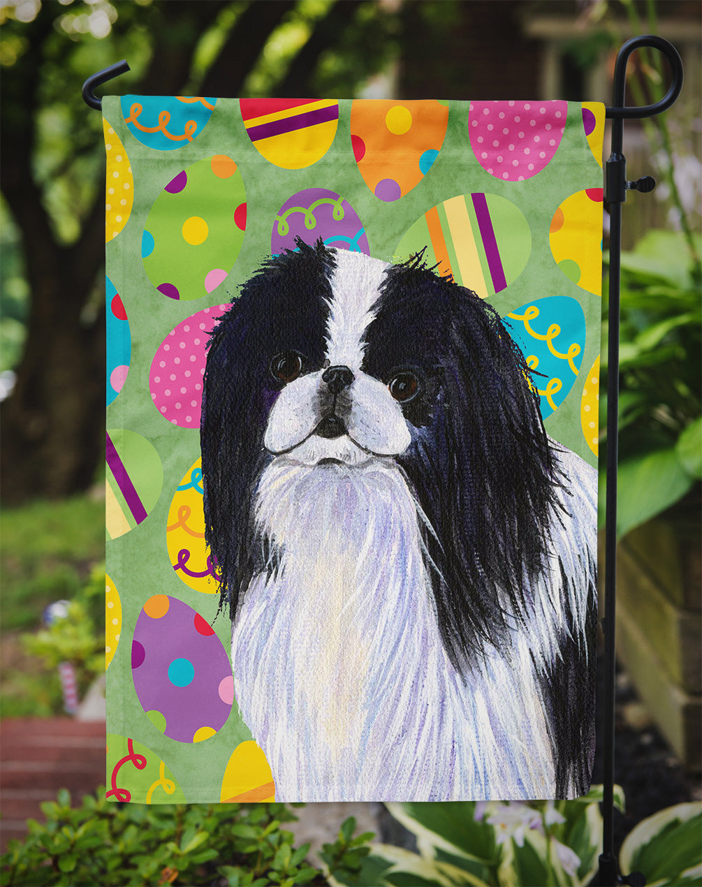 Japanese Chin Easter Eggtravaganza Garden Flag Mailbox Decorative Yard Banner Outside Patio Artwork for Flower Beds, Garden Size, Multicolor