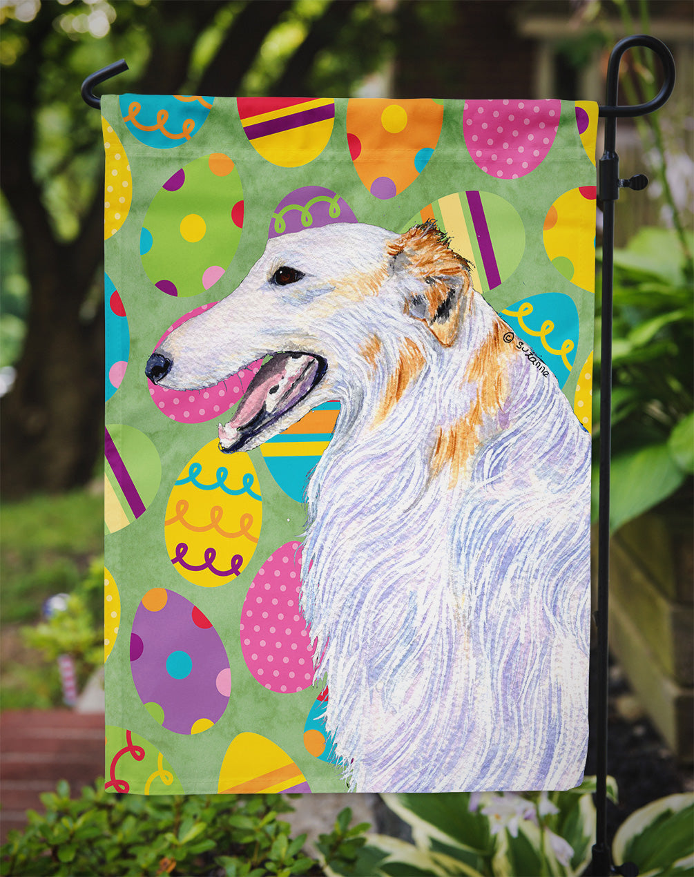 Borzoi Easter Eggtravaganza Garden Flag Mailbox Decorative Yard Banner Outside Patio Artwork for Flower Beds, Garden Size, Multicolor