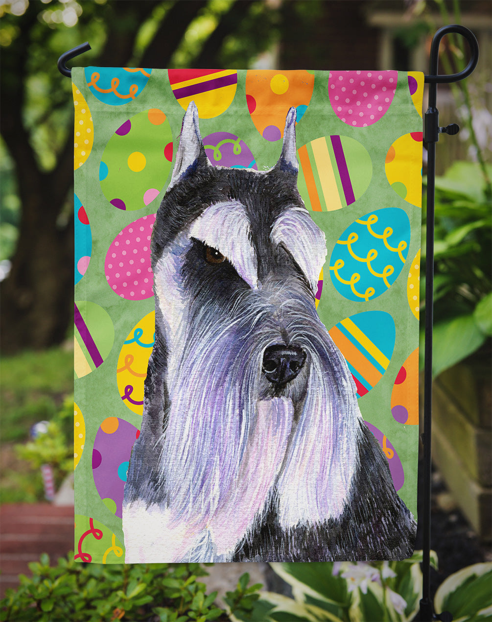 Schnauzer Easter Eggtravaganza Garden Flag Mailbox Decorative Yard Banner Outside Patio Artwork for Flower Beds, Garden Size, Multicolor