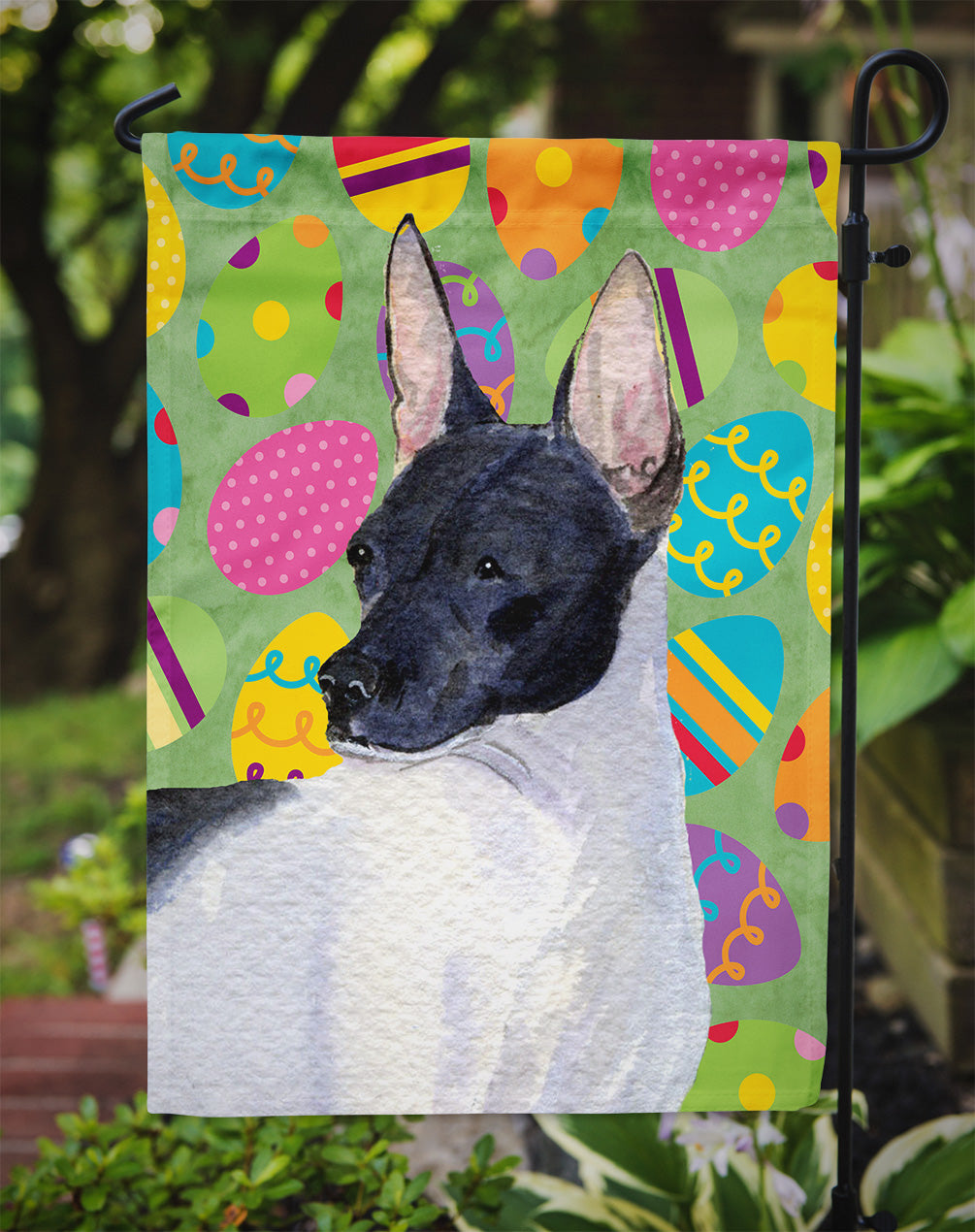 Rat Terrier Easter Eggtravaganza Garden Flag Mailbox Decorative Yard Banner Outside Patio Artwork for Flower Beds, Garden Size, Multicolor