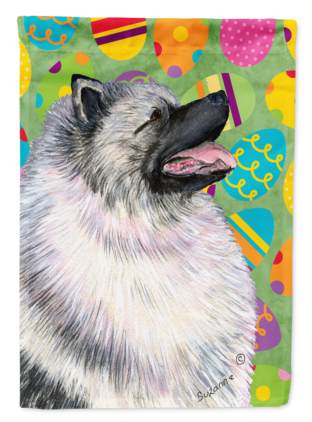 Keeshond Easter Eggtravaganza Garden Flag Mailbox Decorative Yard Banner Outside Patio Artwork for Flower Beds, Garden Size, Multicolor