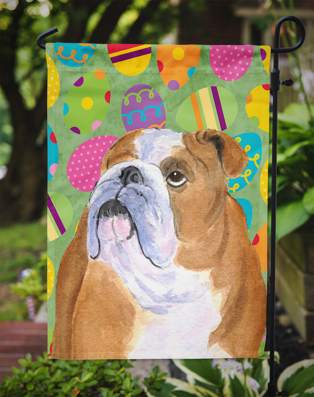 Bulldog English Easter Eggtravaganza Garden Flag Mailbox Decorative Yard Banner Outside Patio Artwork for Flower Beds, Garden Size, Multicolor