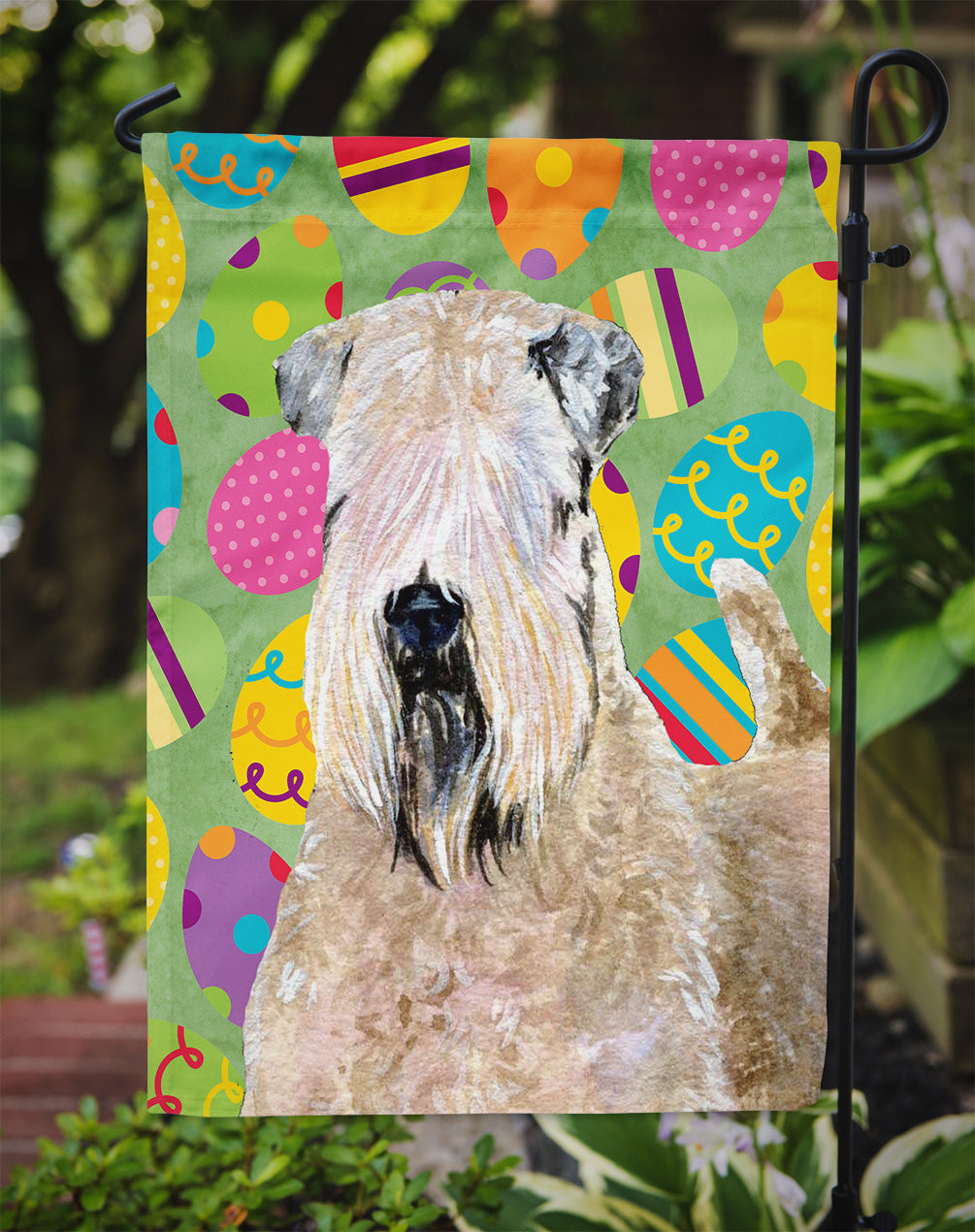 Wheaten Terrier Soft Coated Easter Eggtravaganza Garden Flag Mailbox Decorative Yard Banner Outside Patio Artwork for Flower Beds, Garden Size, Multicolor