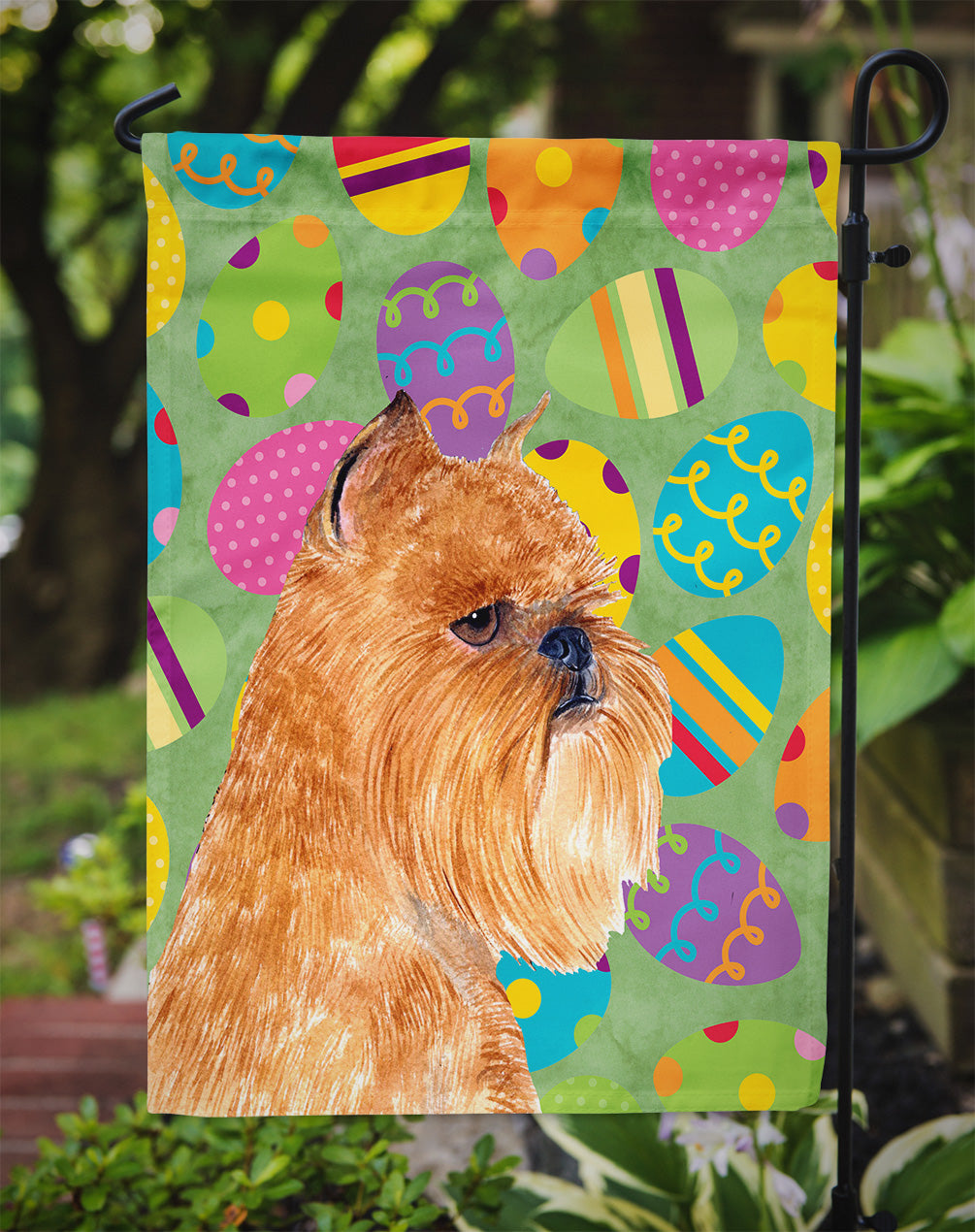 Brussels Griffon Easter Eggtravaganza Garden Flag Mailbox Decorative Yard Banner Outside Patio Artwork for Flower Beds, Garden Size, Multicolor