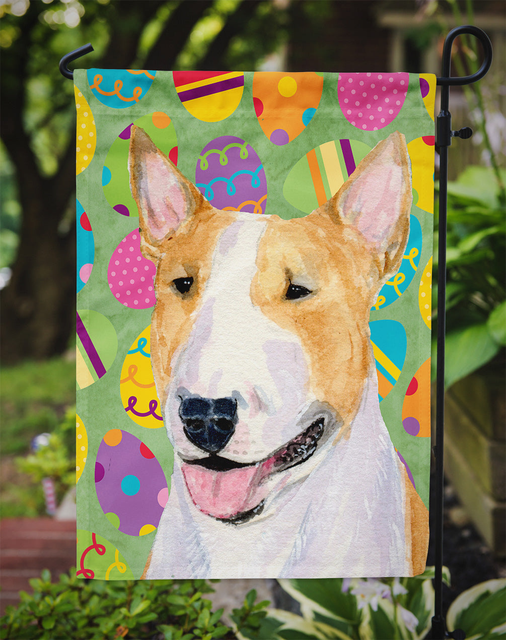 Bull Terrier Easter Eggtravaganza Garden Flag Mailbox Decorative Yard Banner Outside Patio Artwork for Flower Beds, Garden Size, Multicolor