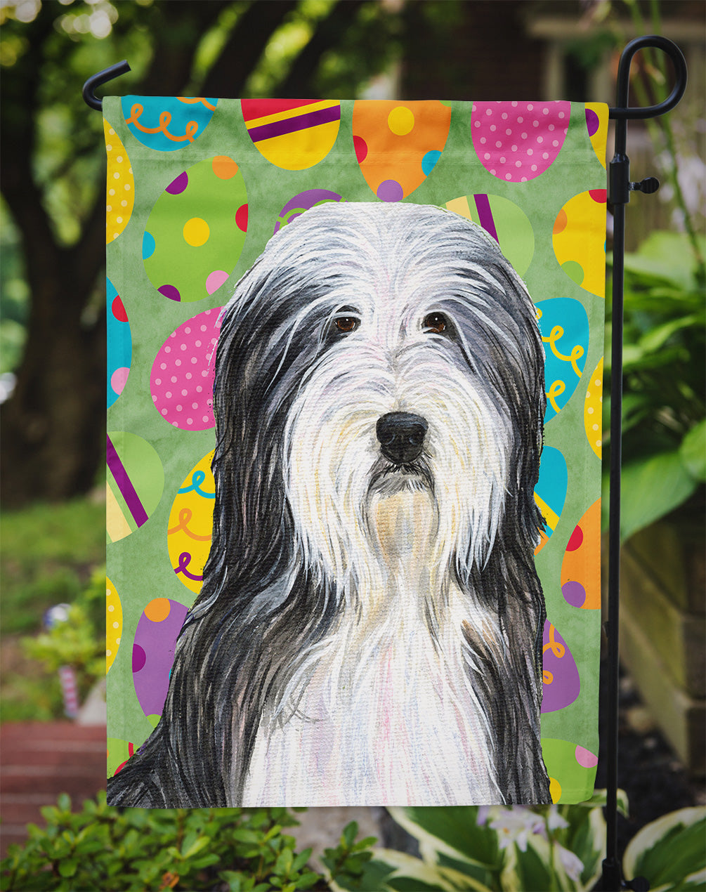Bearded Collie Easter Eggtravaganza Garden Flag Mailbox Decorative Yard Banner Outside Patio Artwork for Flower Beds, Garden Size, Multicolor