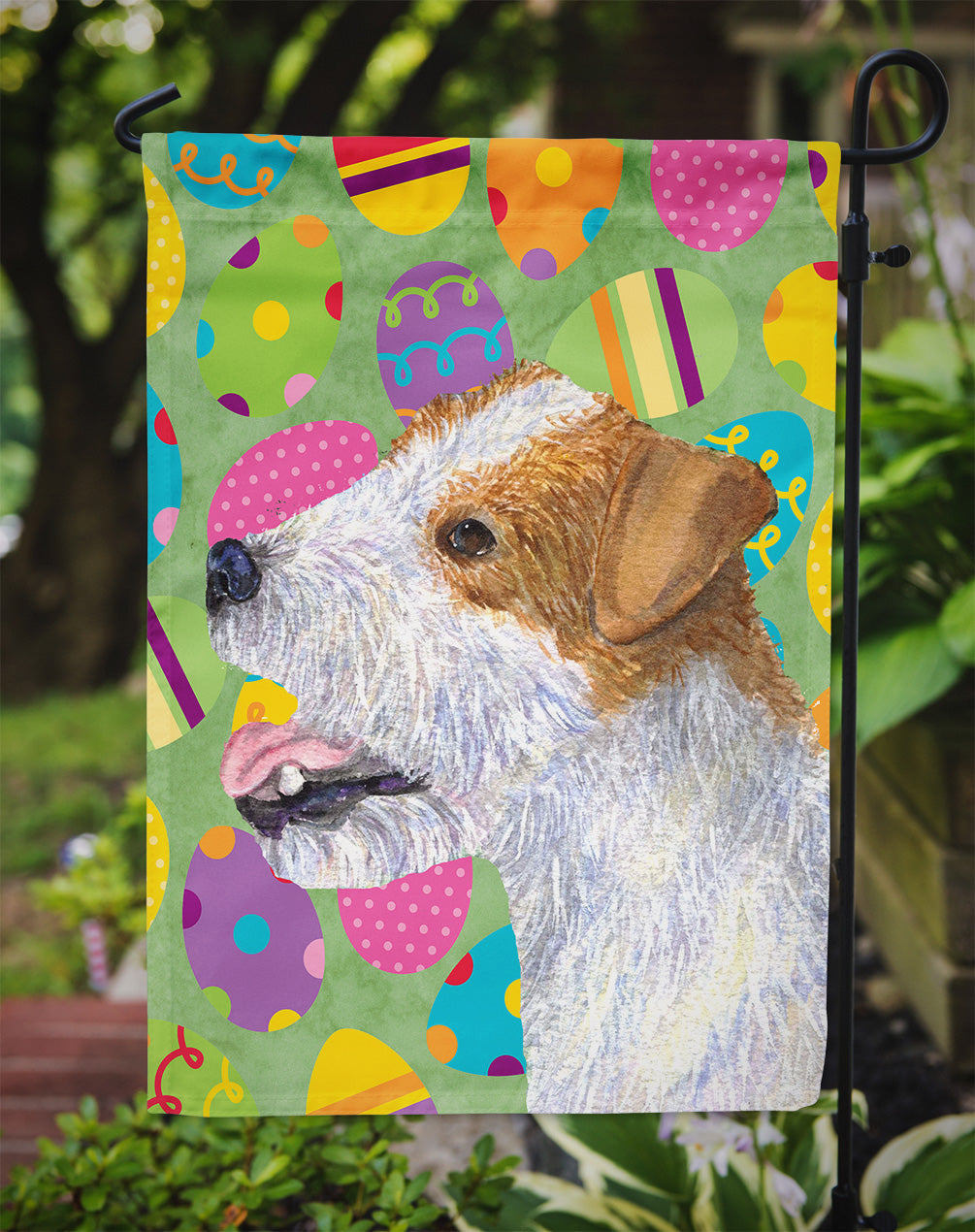 Jack Russell Terrier Easter Eggtravaganza Garden Flag Mailbox Decorative Yard Banner Outside Patio Artwork for Flower Beds, Garden Size, Multicolor