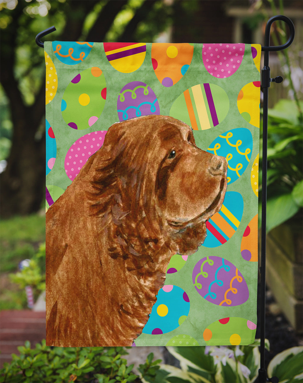 Sussex Spaniel Easter Eggtravaganza Garden Flag Mailbox Decorative Yard Banner Outside Patio Artwork for Flower Beds, Garden Size, Multicolor