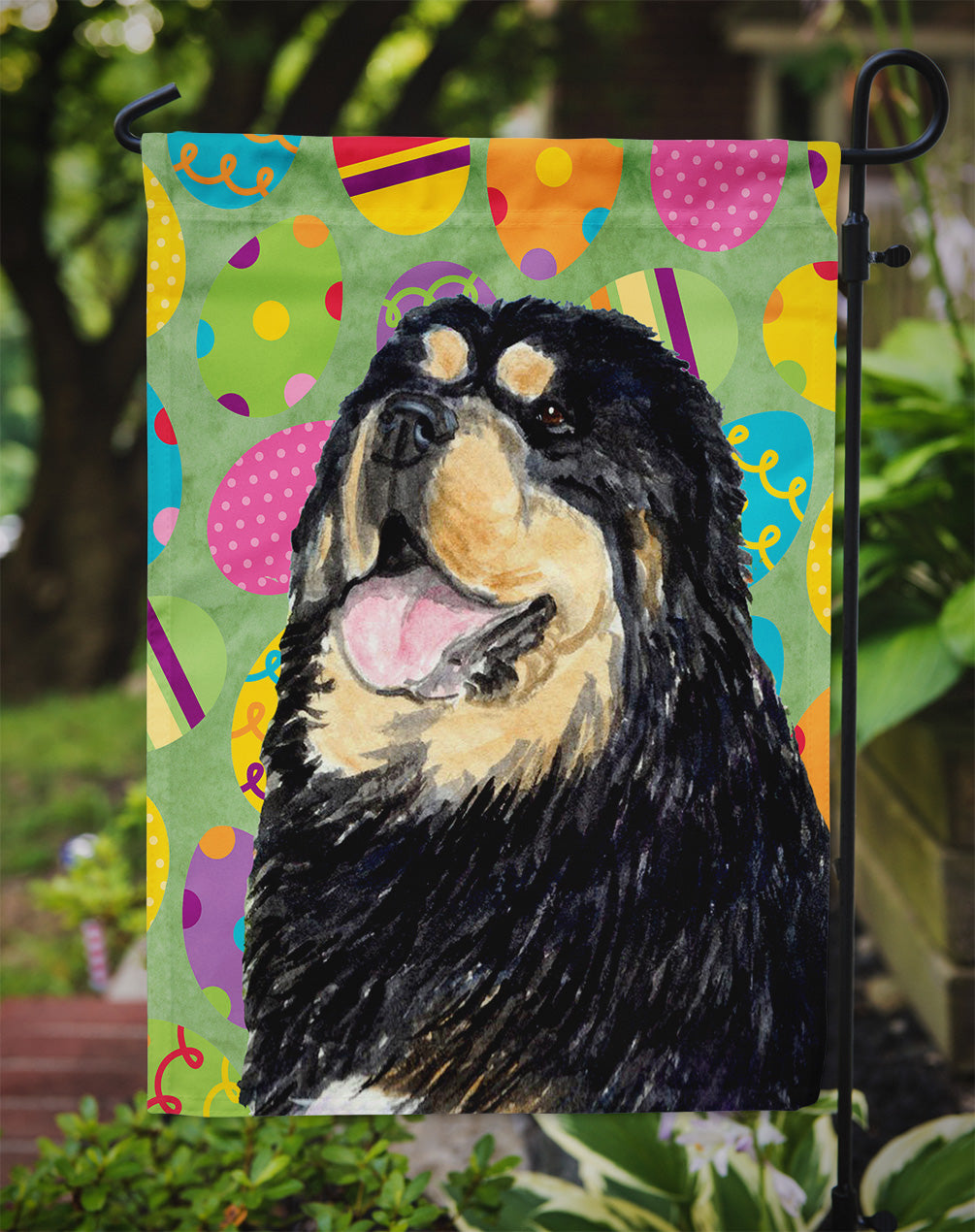Tibetan Mastiff Easter Eggtravaganza Garden Flag Mailbox Decorative Yard Banner Outside Patio Artwork for Flower Beds, Garden Size, Multicolor