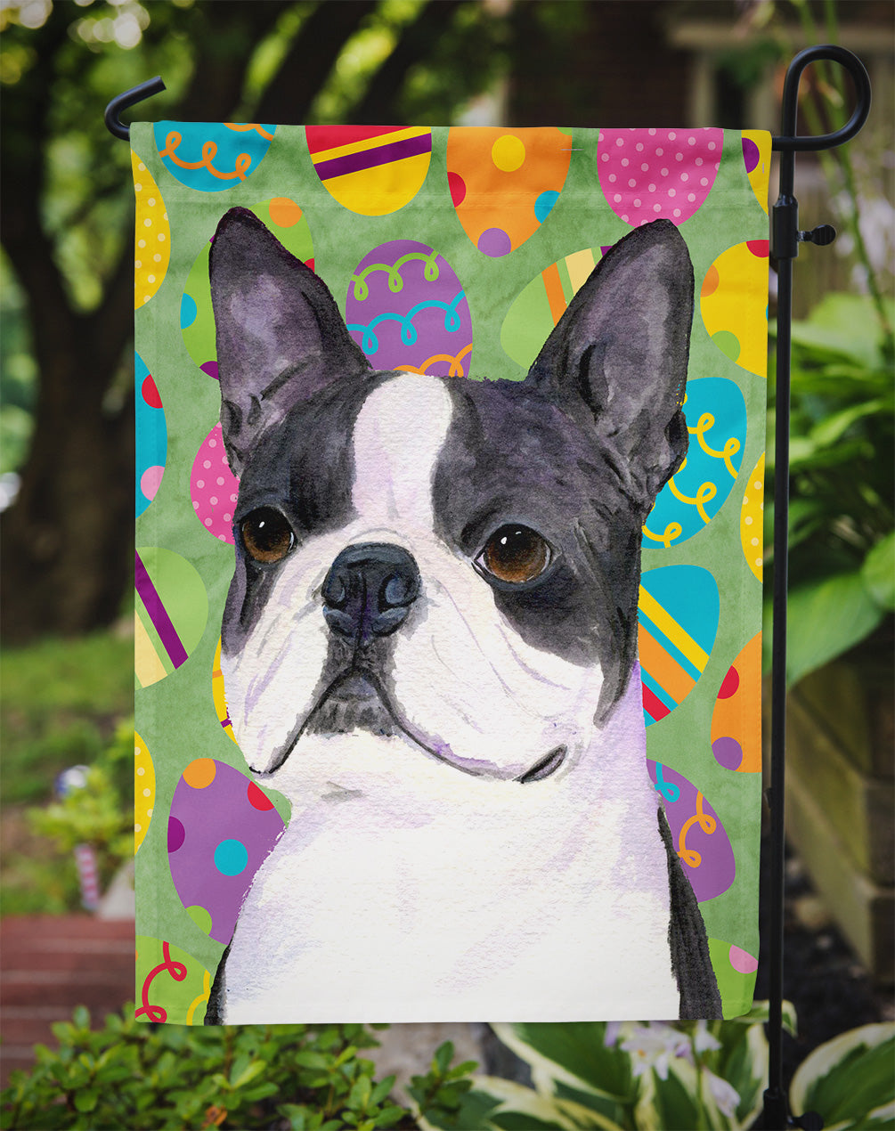 Boston Terrier Easter Eggtravaganza Garden Flag Mailbox Decorative Yard Banner Outside Patio Artwork for Flower Beds, Garden Size, Multicolor