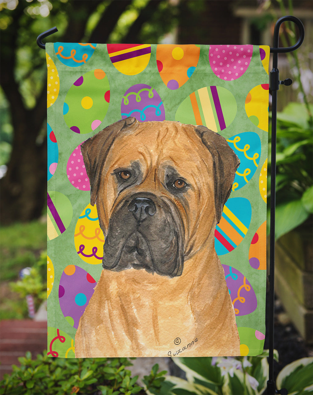 Bullmastiff Easter Eggtravaganza Garden Flag Mailbox Decorative Yard Banner Outside Patio Artwork for Flower Beds, Garden Size, Multicolor