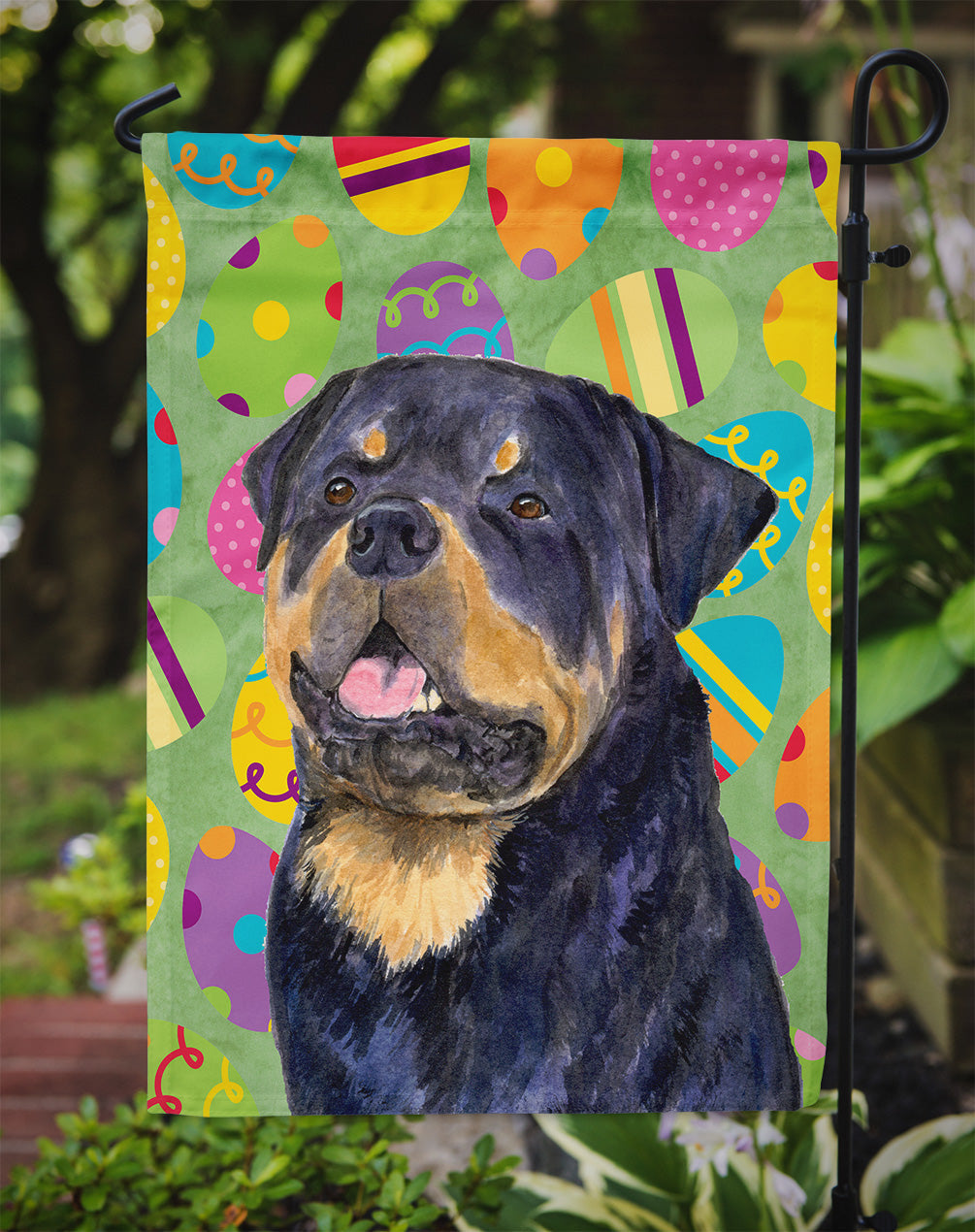 Rottweiler Easter Eggtravaganza Garden Flag Mailbox Decorative Yard Banner Outside Patio Artwork for Flower Beds, Garden Size, Multicolor