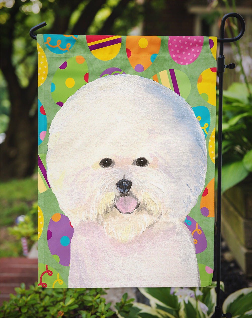 Bichon Frise Easter Eggtravaganza Garden Flag Mailbox Decorative Yard Banner Outside Patio Artwork for Flower Beds, Garden Size, Multicolor