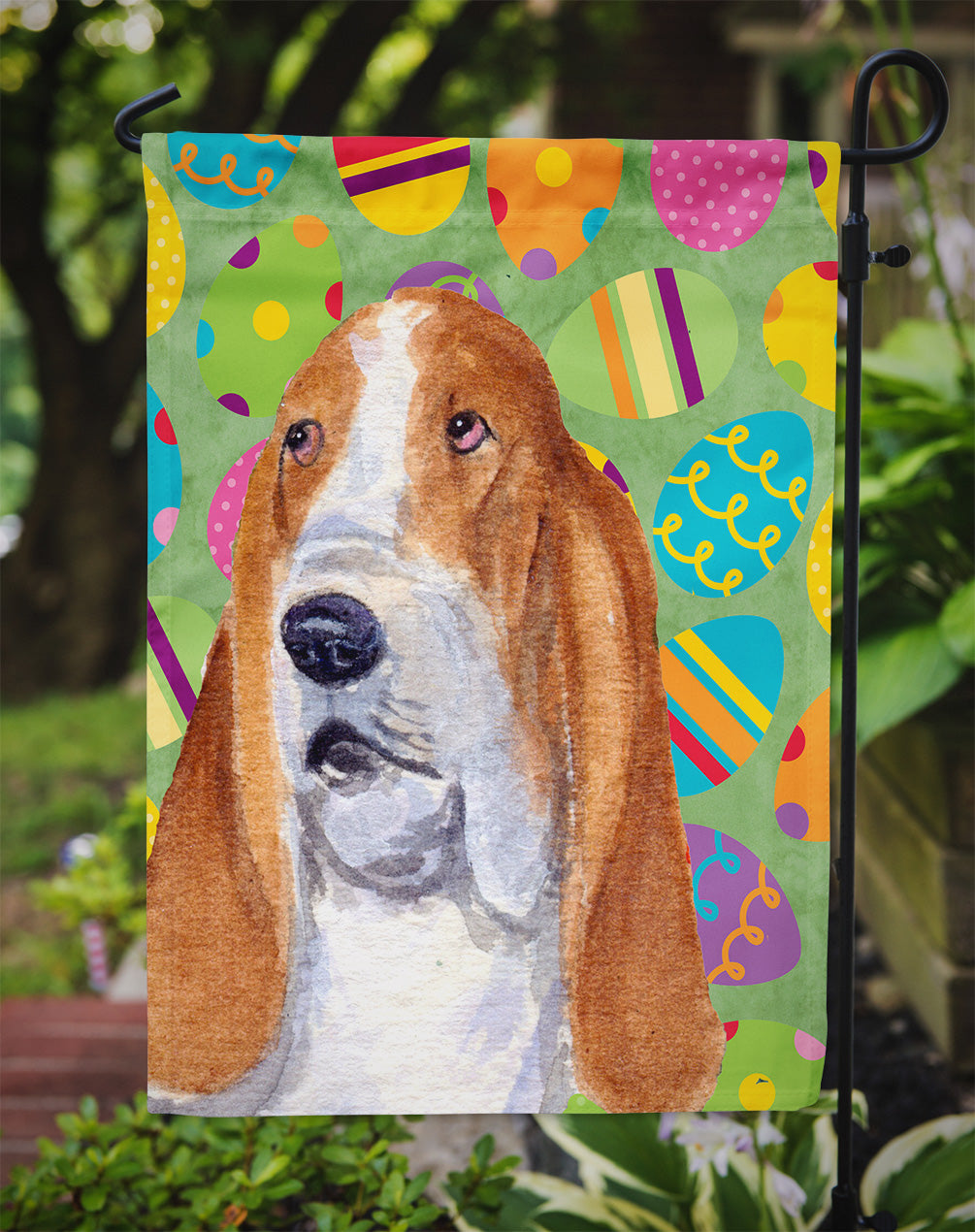 Basset Hound Easter Eggtravaganza Garden Flag Mailbox Decorative Yard Banner Outside Patio Artwork for Flower Beds, Garden Size, Multicolor
