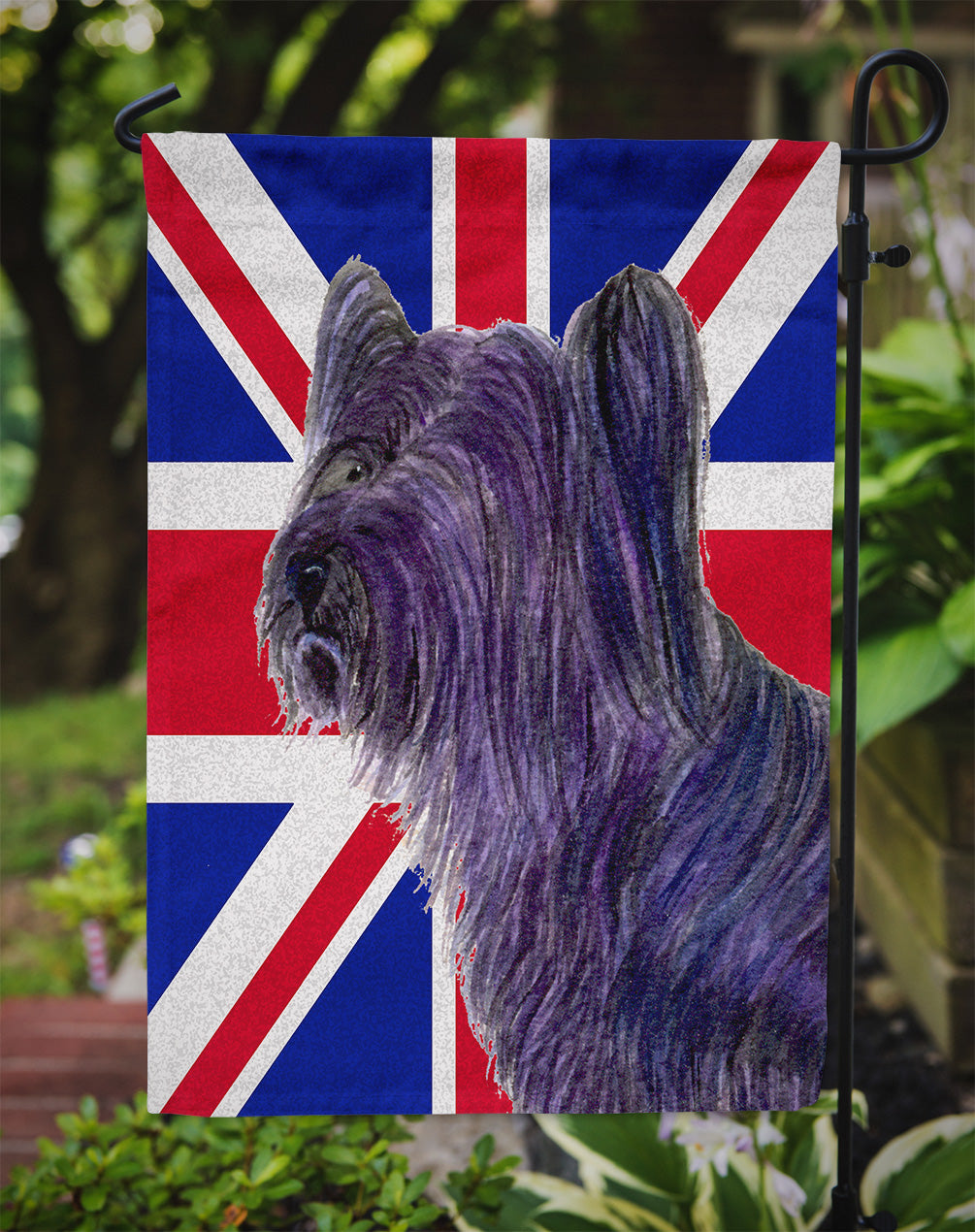 Skye Terrier with English Union Jack British Flag Garden Flag Mailbox Decorative Yard Banner Outside Patio Artwork for Flower Beds, Garden Size, Multicolor