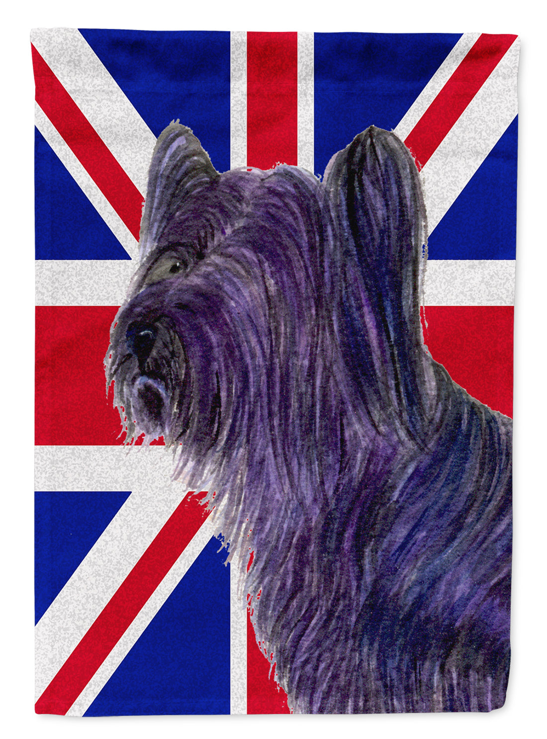 Skye Terrier with English Union Jack British Flag Garden Flag Mailbox Decorative Yard Banner Outside Patio Artwork for Flower Beds, Garden Size, Multicolor