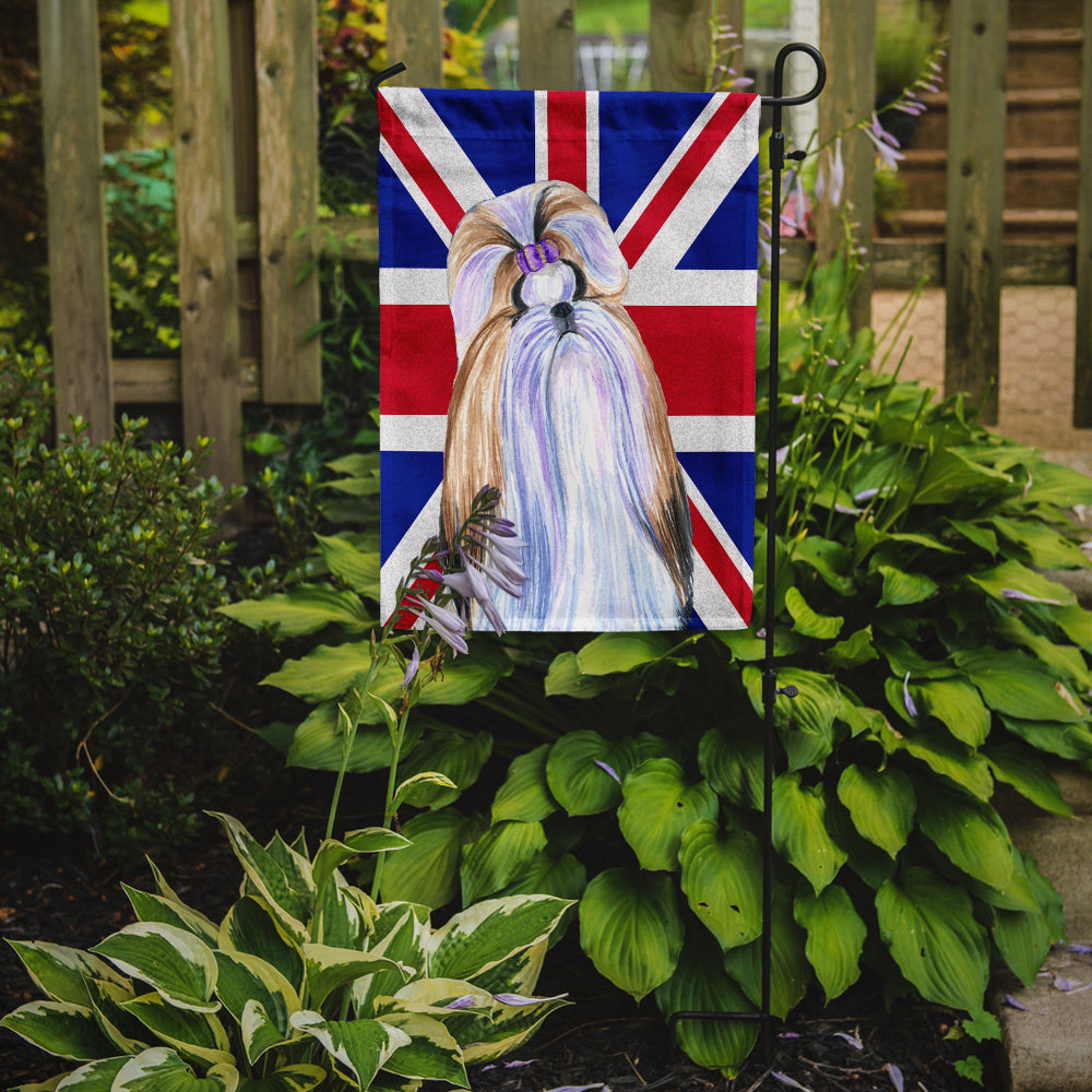 Shih Tzu with English Union Jack British Flag Garden Flag Mailbox Decorative Yard Banner Outside Patio Artwork for Flower Beds, Garden Size, Multicolor