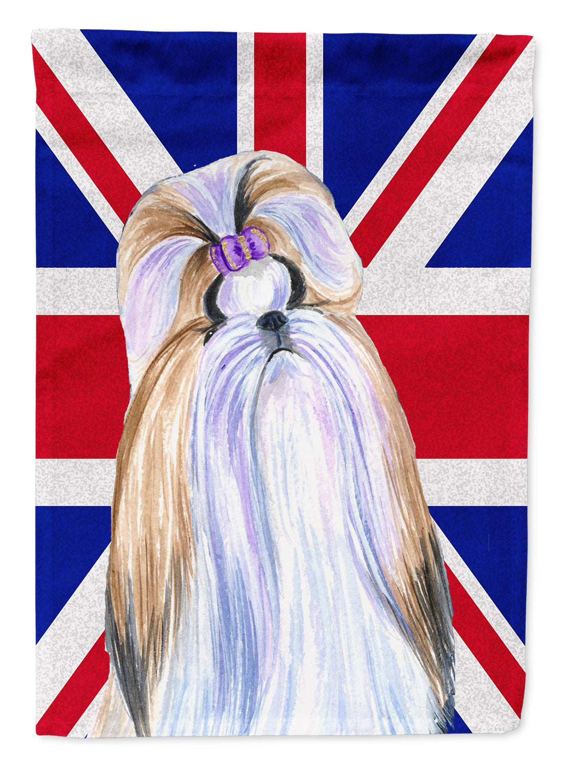 Shih Tzu with English Union Jack British Flag Garden Flag Mailbox Decorative Yard Banner Outside Patio Artwork for Flower Beds, Garden Size, Multicolor
