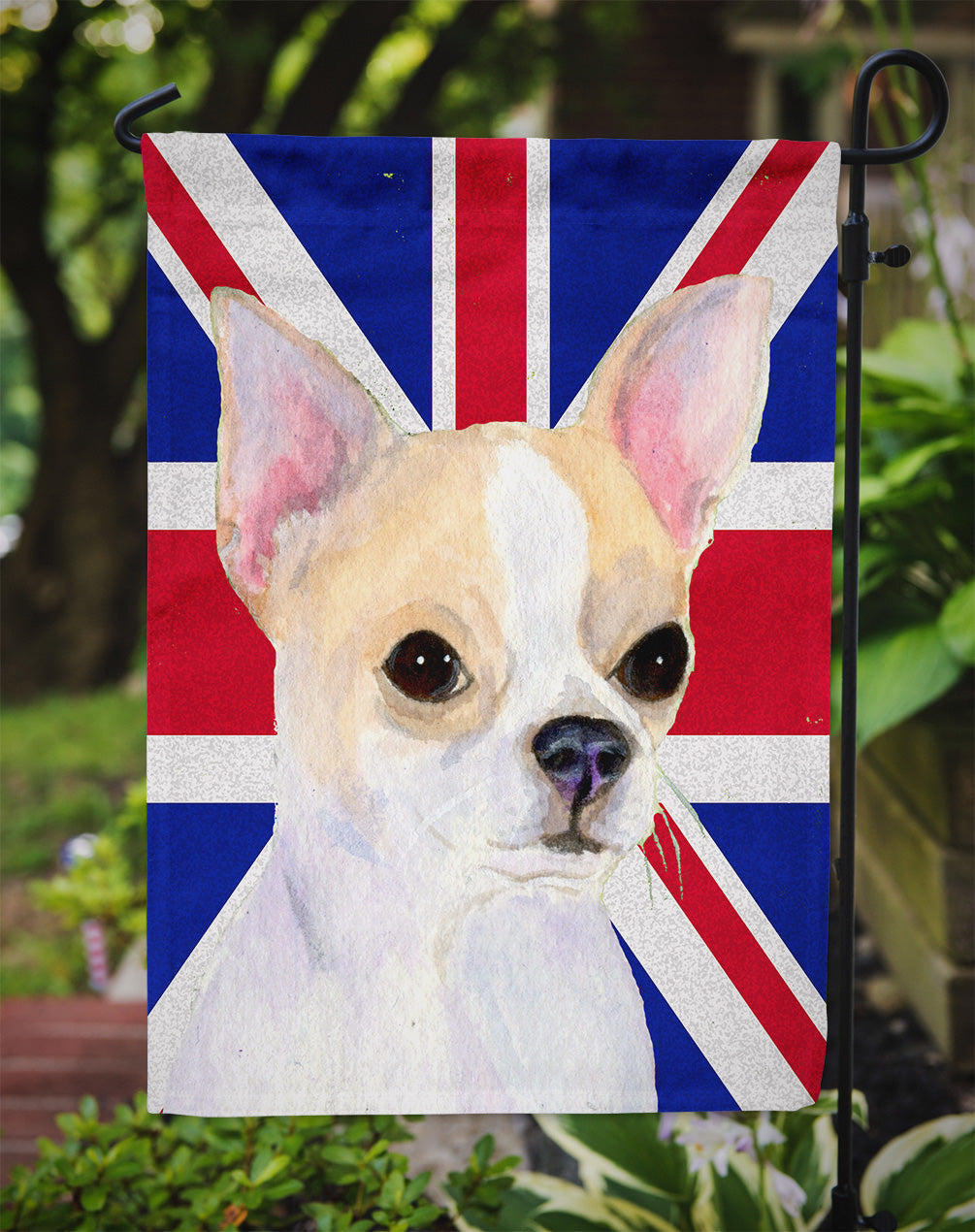 Chihuahua with English Union Jack British Flag Garden Flag Mailbox Decorative Yard Banner Outside Patio Artwork for Flower Beds, Garden Size, Multicolor