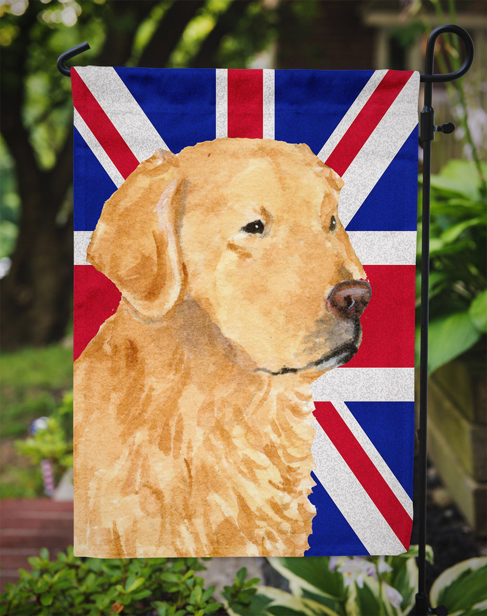 Golden Retriever with English Union Jack British Flag Garden Flag Mailbox Decorative Yard Banner Outside Patio Artwork for Flower Beds, Garden Size, Multicolor