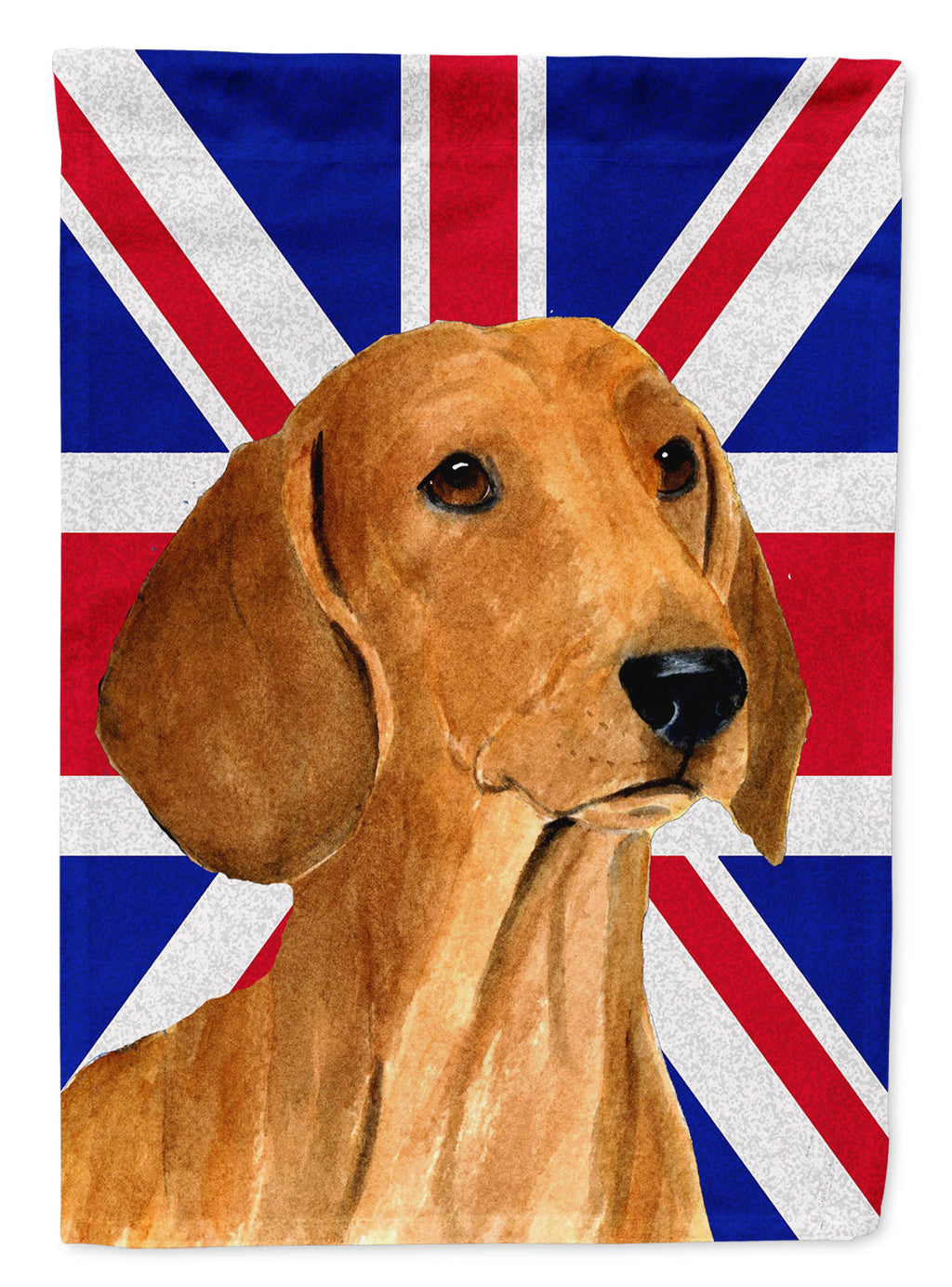 Dachshund with English Union Jack British Flag House Flag 28x40 Porch Sleeve Pole Decorative Outside Yard Banner Artwork Wall Hanging, Polyester