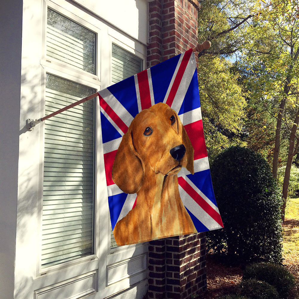 Dachshund with English Union Jack British Flag House Flag 28x40 Porch Sleeve Pole Decorative Outside Yard Banner Artwork Wall Hanging, Polyester