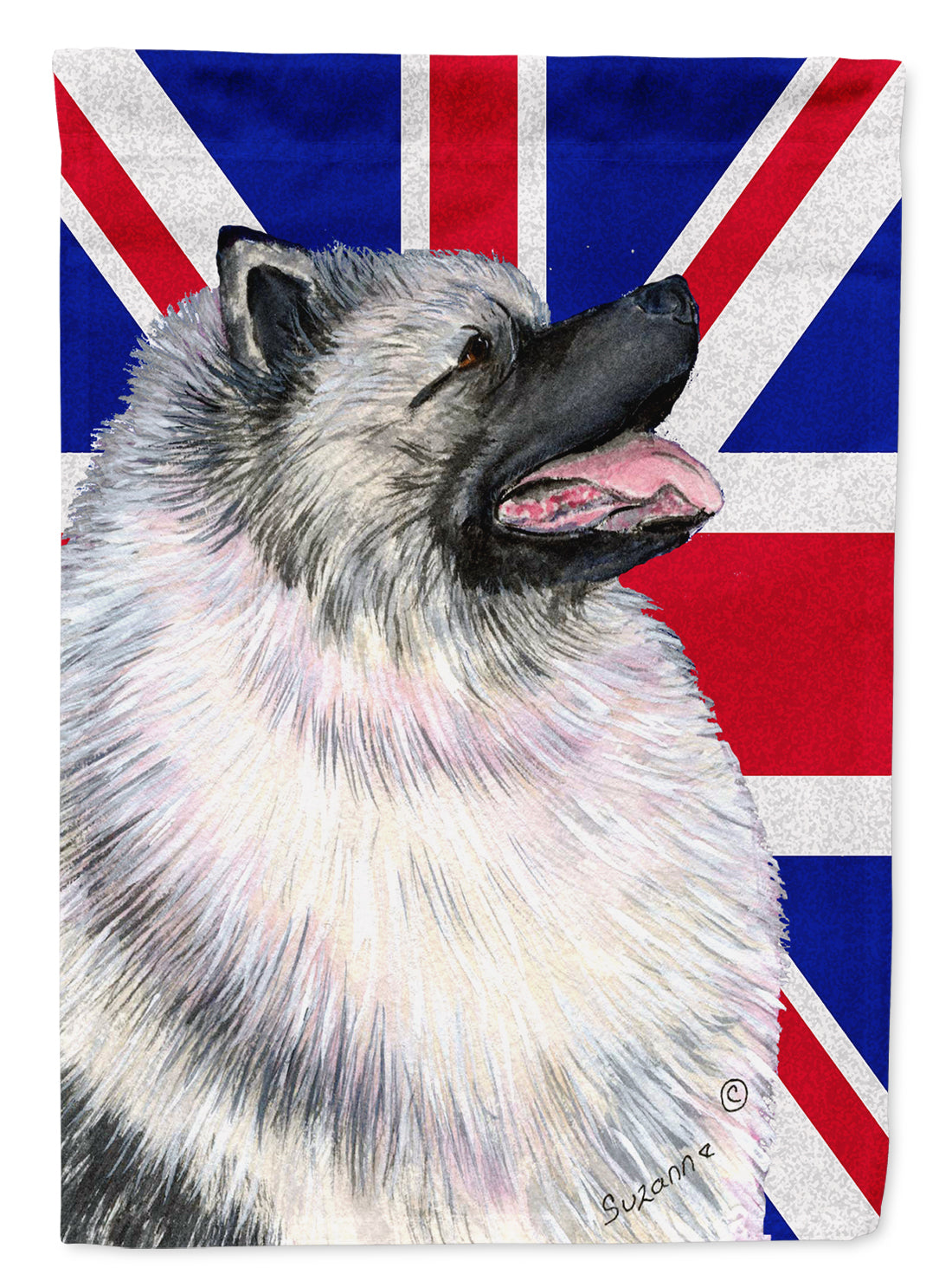 Keeshond with English Union Jack British Flag Garden Flag Mailbox Decorative Yard Banner Outside Patio Artwork for Flower Beds, Garden Size, Multicolor