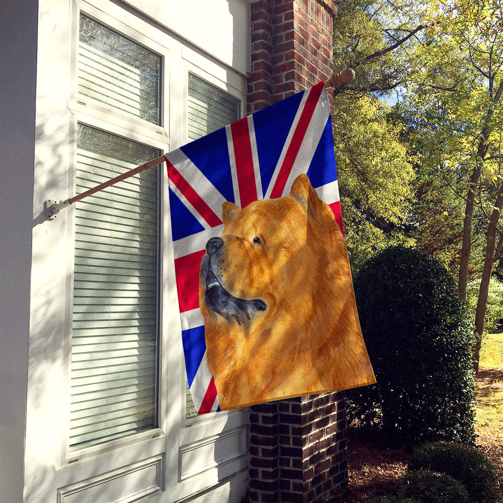 Chow Chow with English Union Jack British Flag House Flag 28x40 Porch Sleeve Pole Decorative Outside Yard Banner Artwork Wall Hanging, Polyester