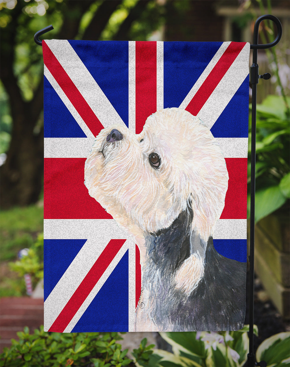 Dandie Dinmont Terrier with English Union Jack British Flag Garden Flag Mailbox Decorative Yard Banner Outside Patio Artwork for Flower Beds, Garden Size, Multicolor