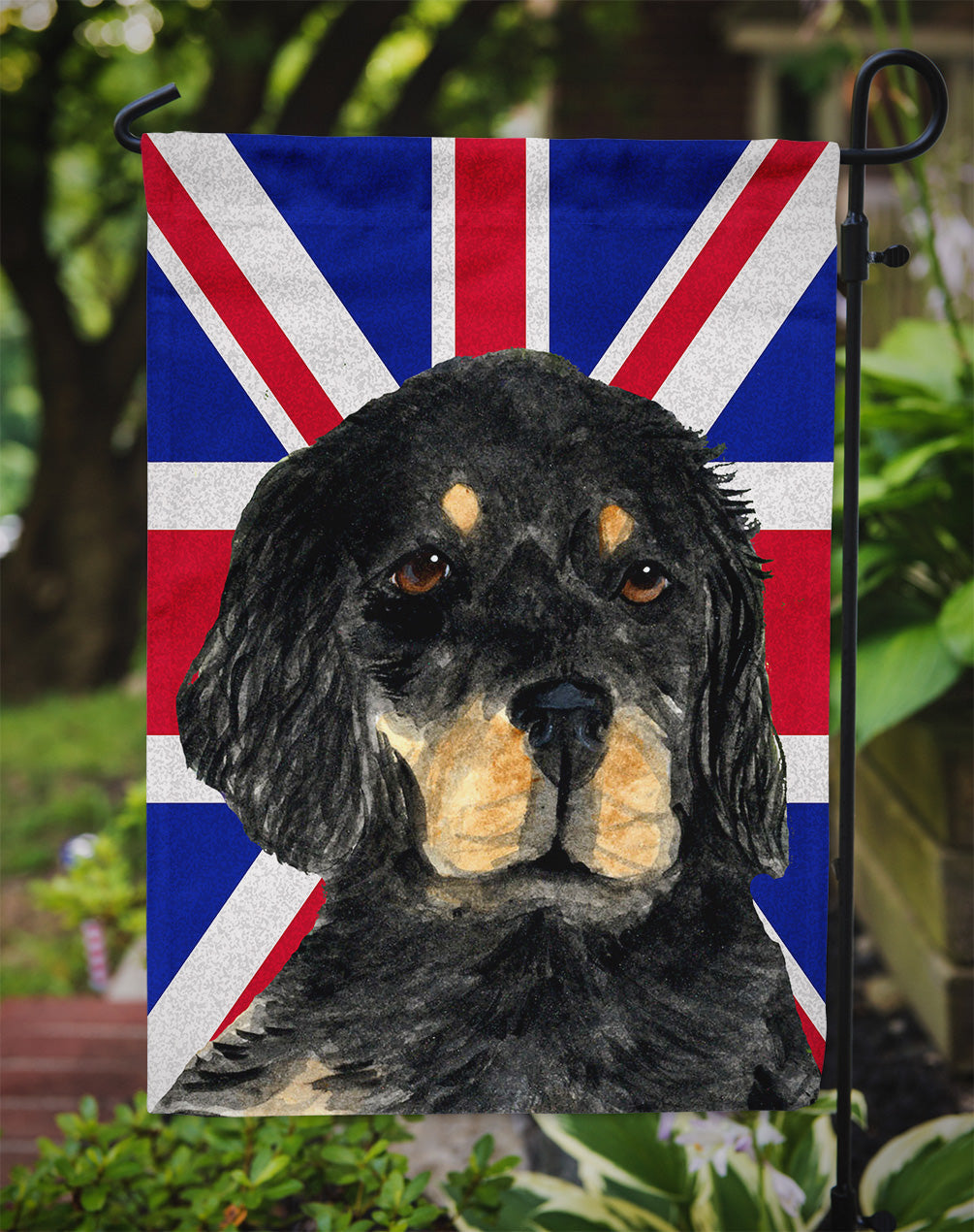 Gordon Setter with English Union Jack British Flag Garden Flag Mailbox Decorative Yard Banner Outside Patio Artwork for Flower Beds, Garden Size, Multicolor