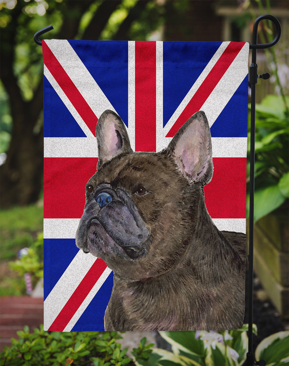 French Bulldog with English Union Jack British Flag Garden Flag Mailbox Decorative Yard Banner Outside Patio Artwork for Flower Beds, Garden Size, Multicolor