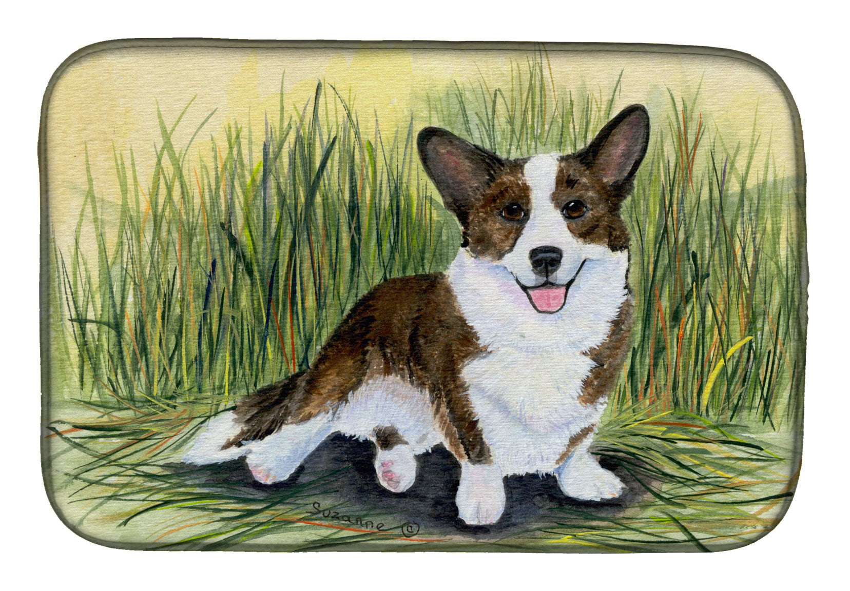 Corgi Dish Drying Mat Absorbent Dish Drying Mat Pad for Kitchen Counter Dish Drainer Mat for Countertop, 14 x 21", Multicolor