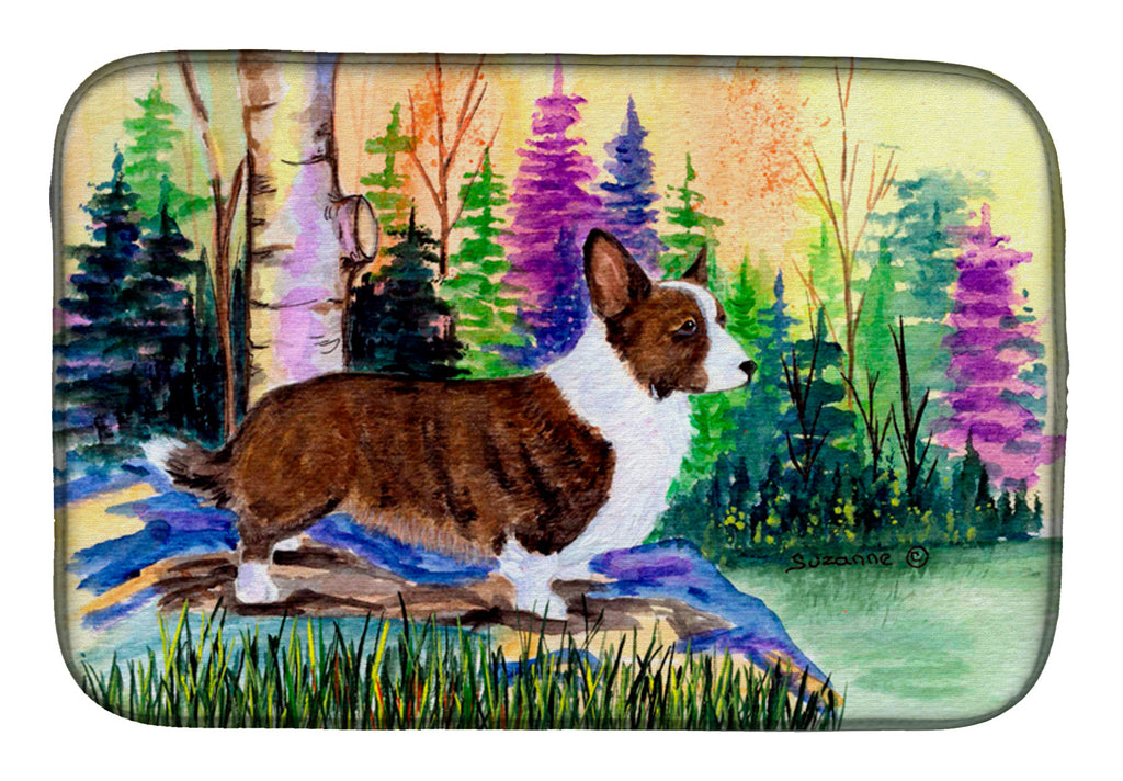 Corgi Dish Drying Mat Absorbent Dish Drying Mat Pad for Kitchen Counter Dish Drainer Mat for Countertop, 14 x 21", Multicolor