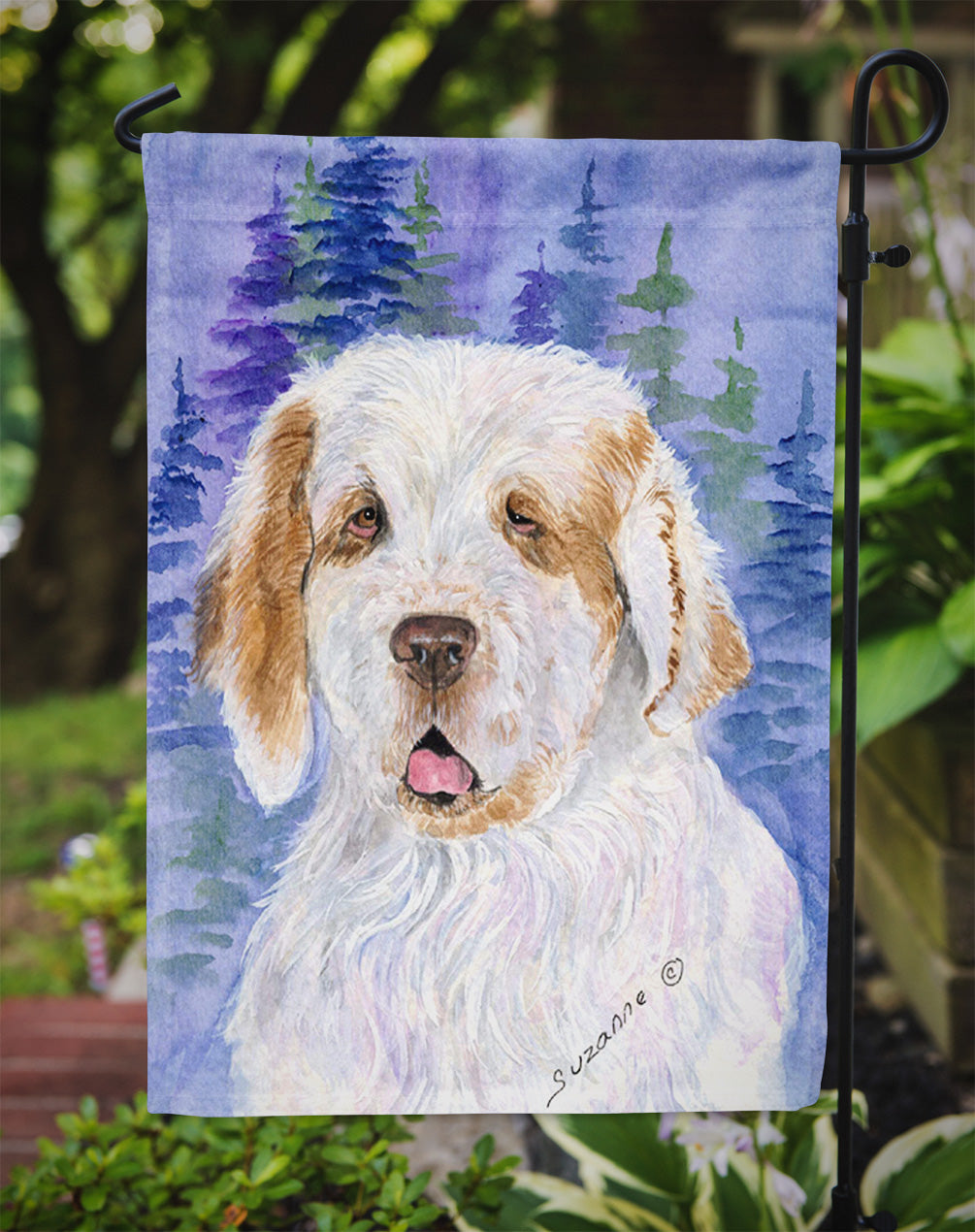 Clumber Spaniel Garden Flag Mailbox Decorative Yard Banner Outside Patio Artwork for Flower Beds, Garden Size, Multicolor