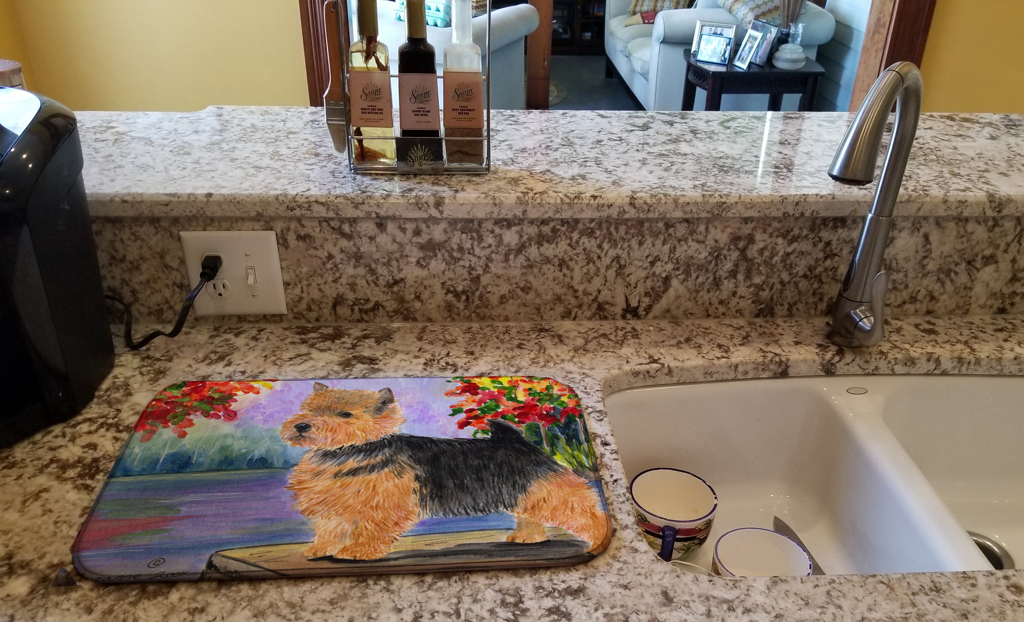 Norwich Terrier Dish Drying Mat Absorbent Dish Drying Mat Pad for Kitchen Counter Dish Drainer Mat for Countertop, 14 x 21", Multicolor