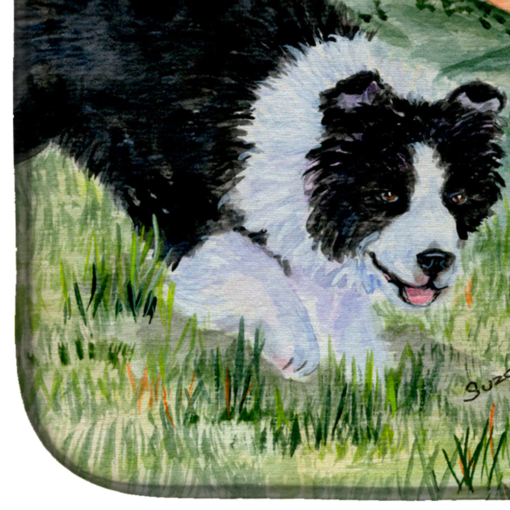 Border Collie Dish Drying Mat Absorbent Dish Drying Mat Pad for Kitchen Counter Dish Drainer Mat for Countertop, 14 x 21", Multicolor