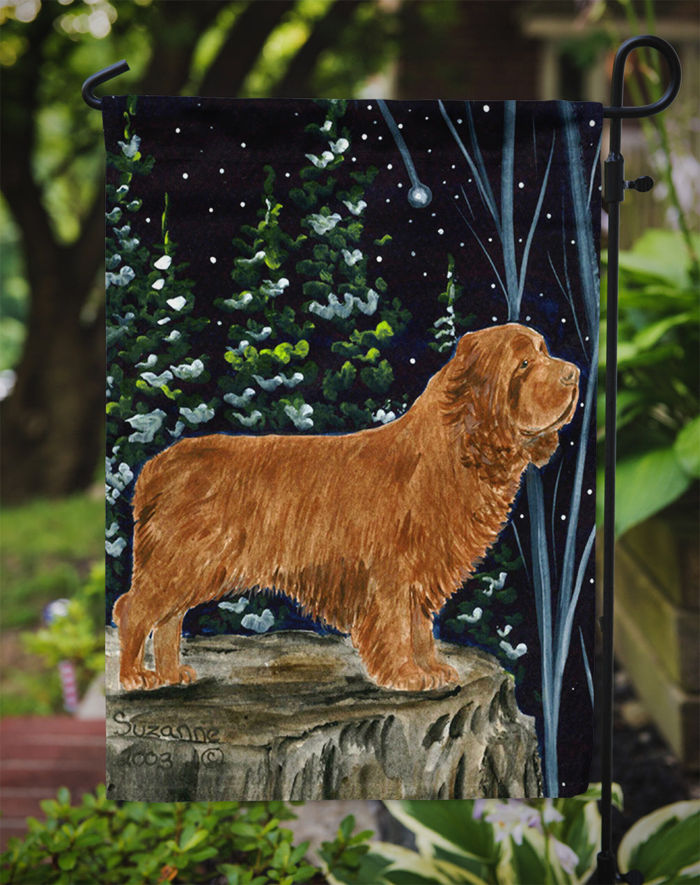 Sussex Spaniel Garden Flag Mailbox Decorative Yard Banner Outside Patio Artwork for Flower Beds, Garden Size, Multicolor
