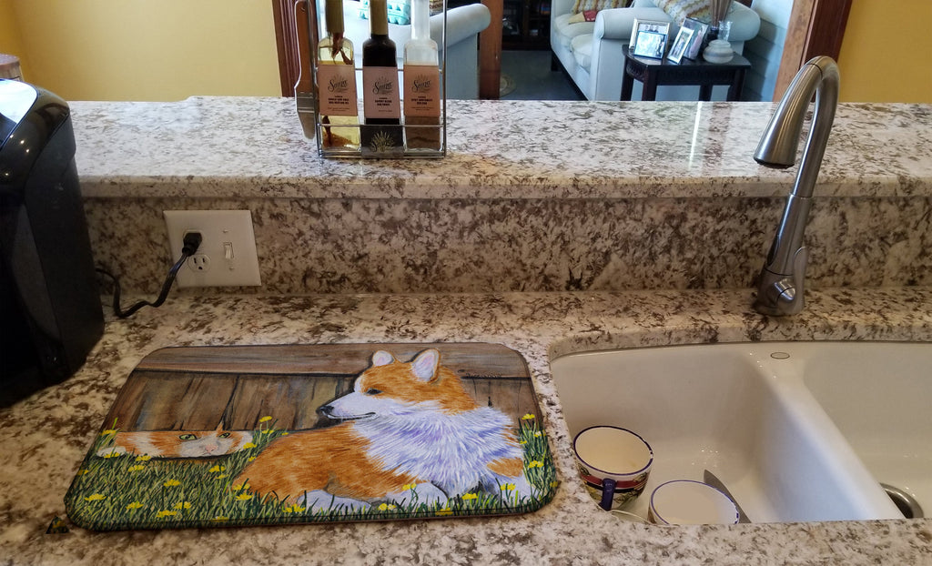 Corgi Dish Drying Mat Absorbent Dish Drying Mat Pad for Kitchen Counter Dish Drainer Mat for Countertop, 14 x 21", Multicolor