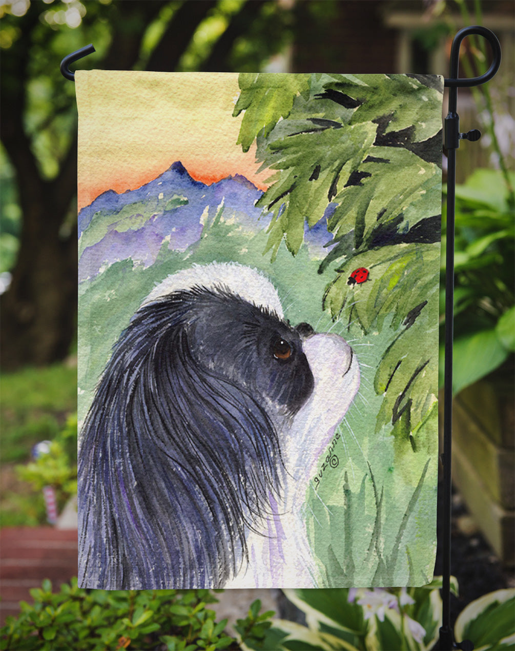 Japanese Chin Garden Flag Mailbox Decorative Yard Banner Outside Patio Artwork for Flower Beds, Garden Size, Multicolor