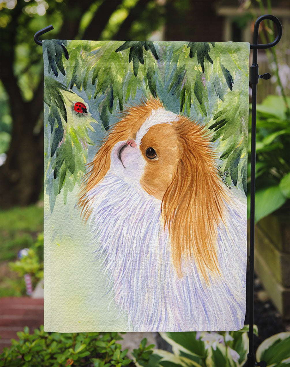 Japanese Chin Garden Flag Mailbox Decorative Yard Banner Outside Patio Artwork for Flower Beds, Garden Size, Multicolor