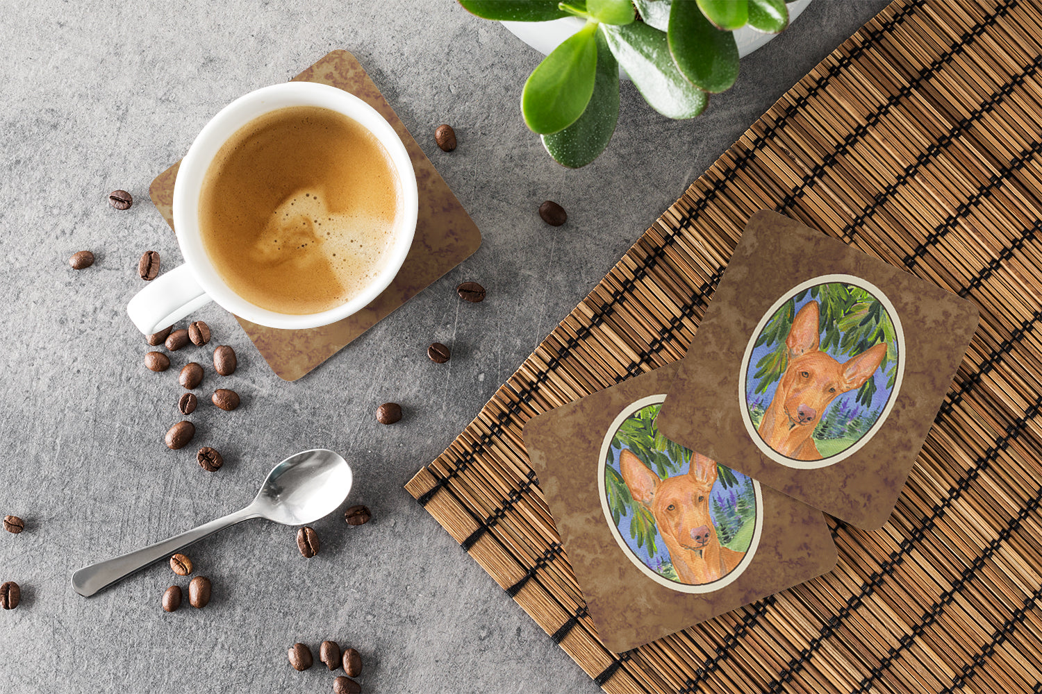 Pharoh Hound Foam Coasters Set of 4 Cup Coasters for Indoor Outdoor, Tabletop Protection, Anti Slip, Mouse pad Material