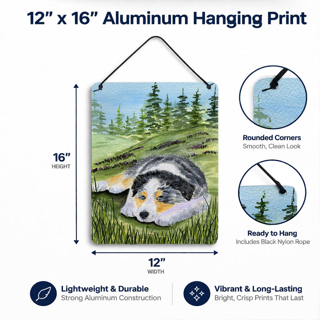 Australian Shepherd Wall or Door Hanging Prints Aluminum Metal Sign Kitchen Wall Bar Bathroom Plaque Home Decor Front Door Plaque, 12x16, Multicolor