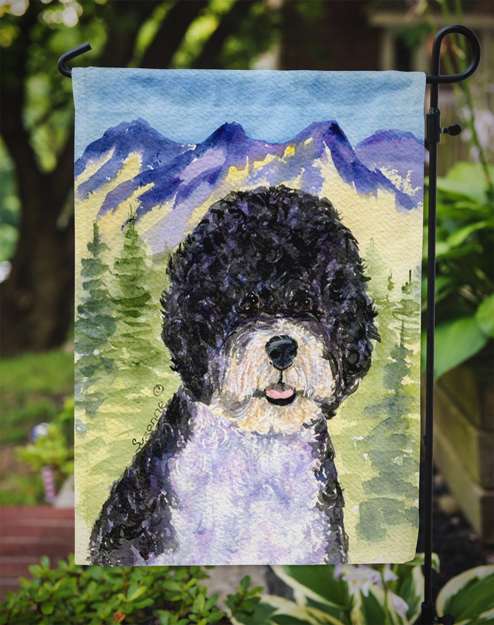 Portuguese Water Dog Garden Flag Mailbox Decorative Yard Banner Outside Patio Artwork for Flower Beds, Garden Size, Multicolor