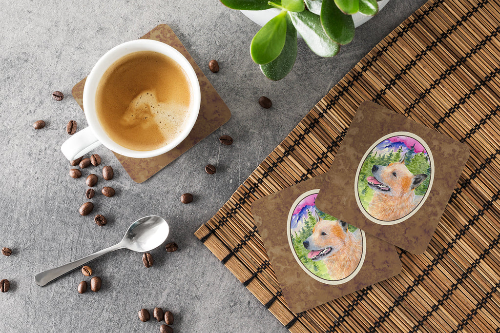 Australian Cattle Dog Foam Coasters Set of 4 Cup Coasters for Indoor Outdoor, Tabletop Protection, Anti Slip, Mouse pad Material