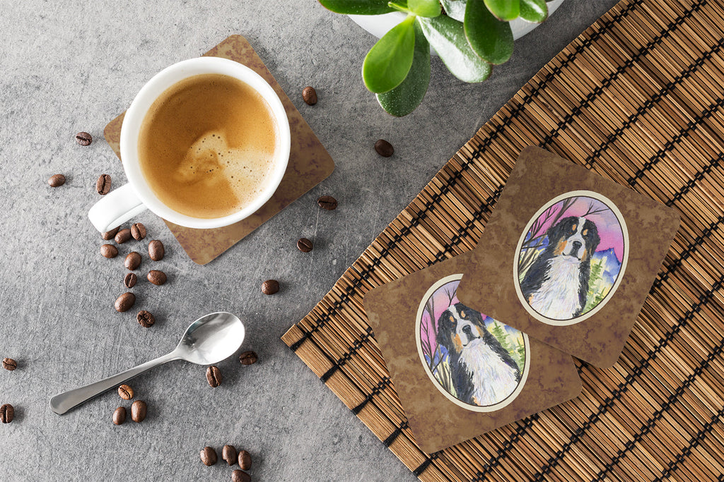 Bernese Mountain Dog Foam Coasters Set of 4 Cup Coasters for Indoor Outdoor, Tabletop Protection, Anti Slip, Mouse pad Material
