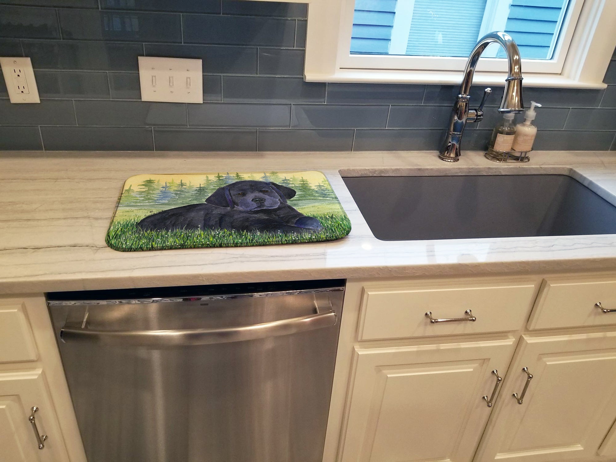 Labrador Dish Drying Mat Absorbent Dish Drying Mat Pad for Kitchen Counter Dish Drainer Mat for Countertop, 14 x 21", Multicolor